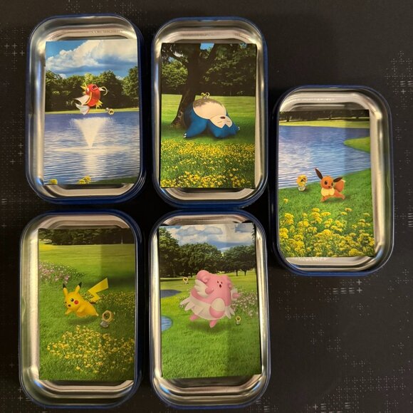 5 empty Pokemon Go Mini Tins Eevee Pikachu Snorlax - Picture 3 of 3